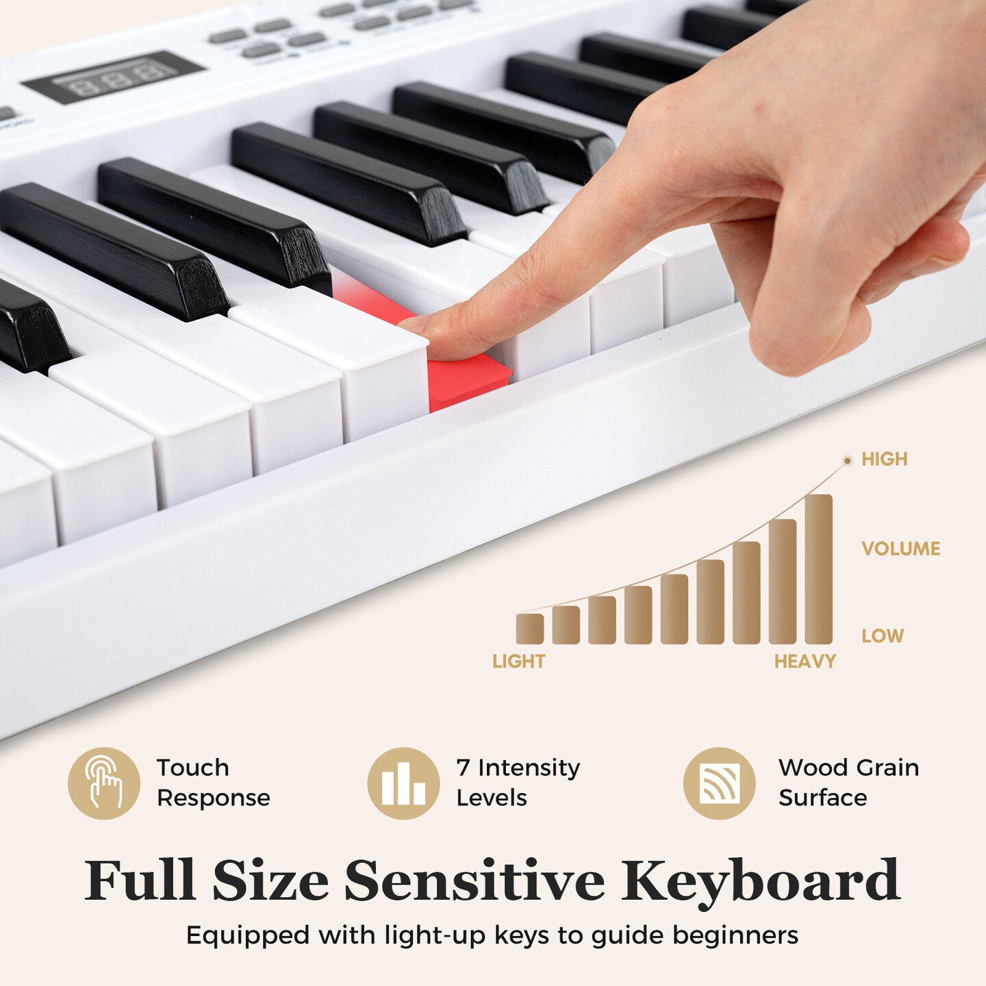 Full Size 61-Key Digital Piano Keyboard with Carry Bag