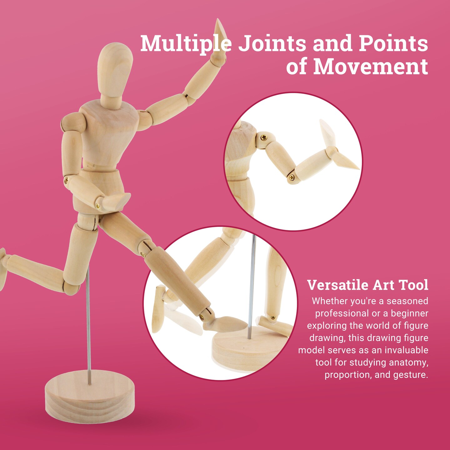 Wood 8&#x22; Artist Drawing Manikin Articulated Mannequin with Base and Flexible Body - Perfect For Drawing the Human Figure (8&#x22; Female)