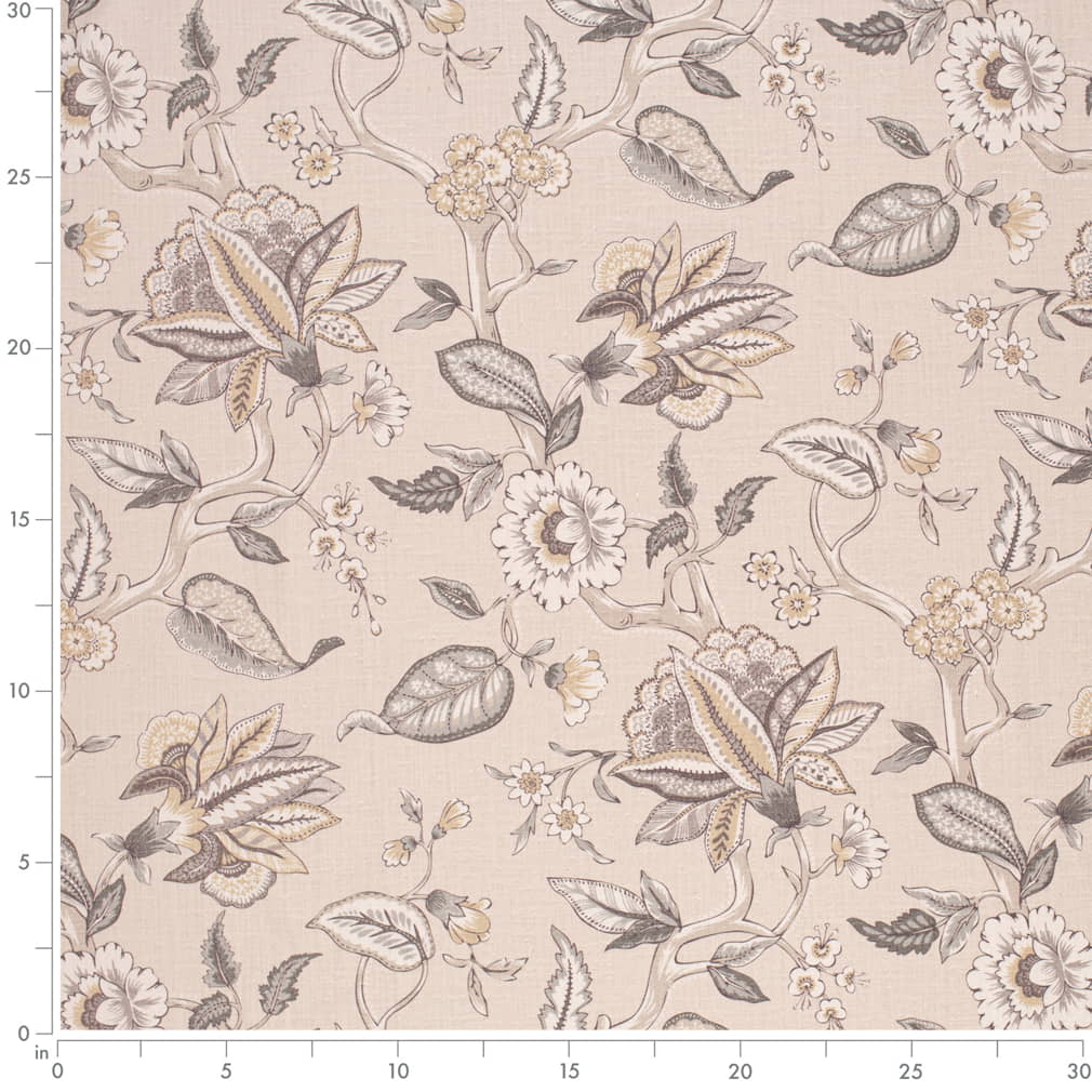Upholstery Fabric - Beige & Taupe,Grey & Silver Floral Upholstery Fabric 54 Inches"