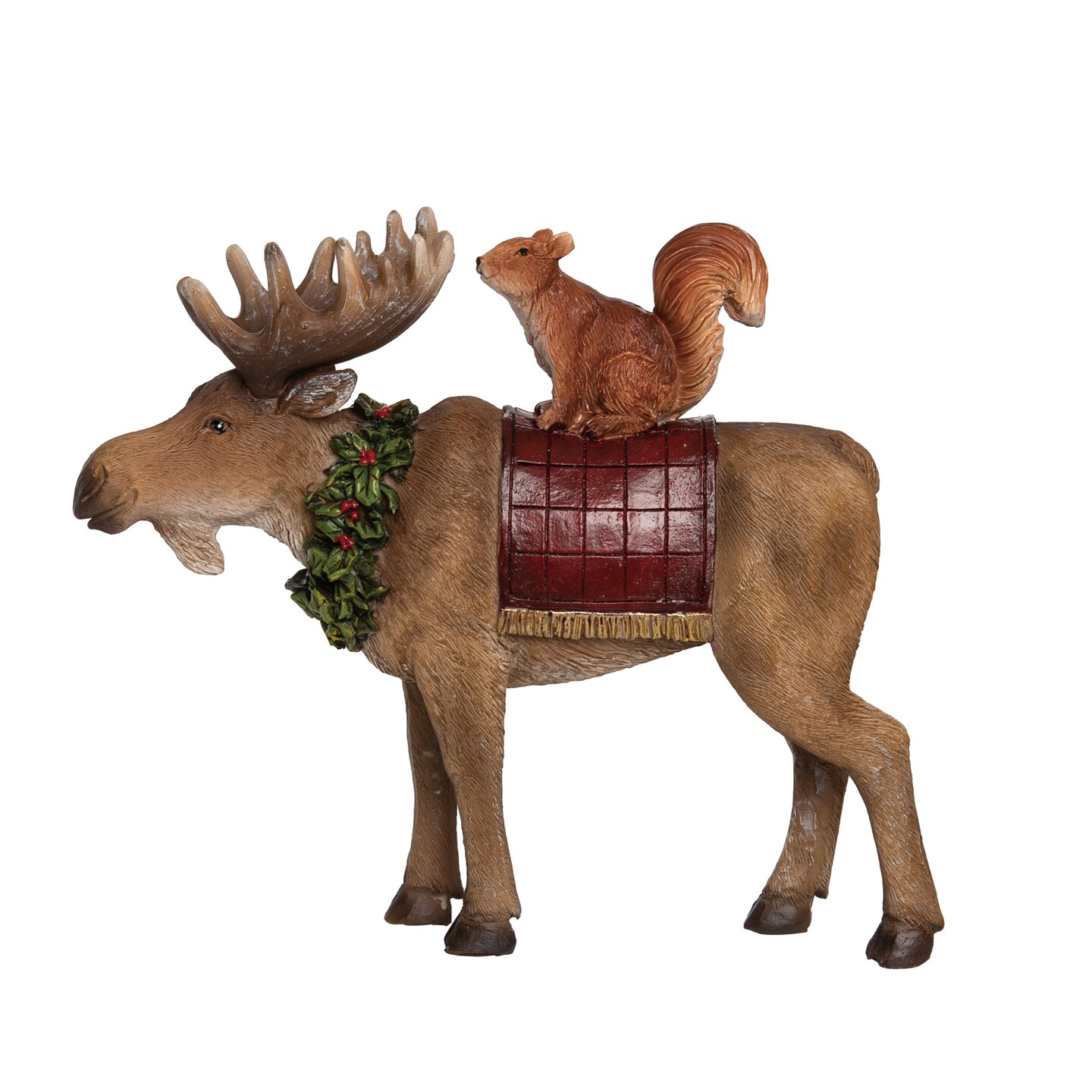 Brown Christmas Moose Figurine for Holiday Tabletop Decor