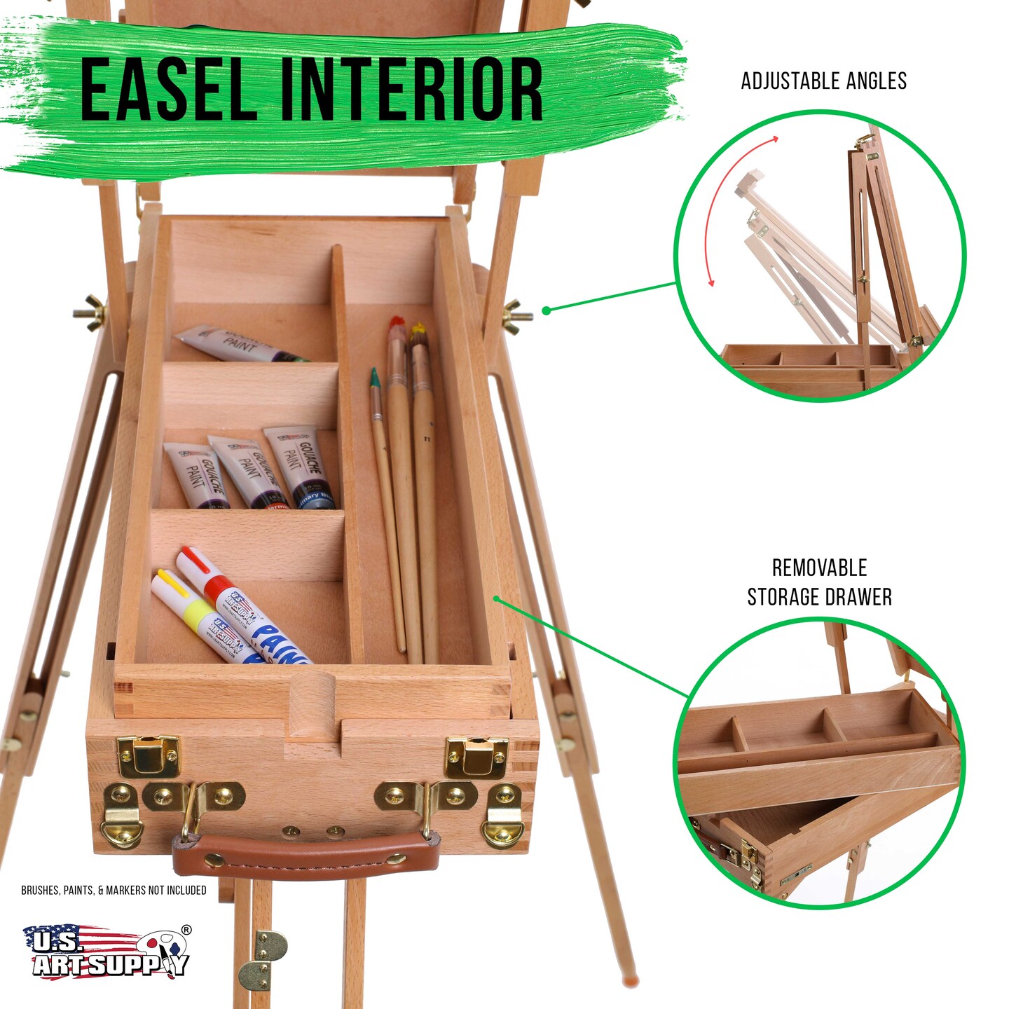 Coronado Small Wooden French Style Field & Studio Sketchbox Easel - Art Easel for Adults, Drawer, Palette - Adjustable Wood Tripod Stand, Portable Artist Table For Painting, Sketching