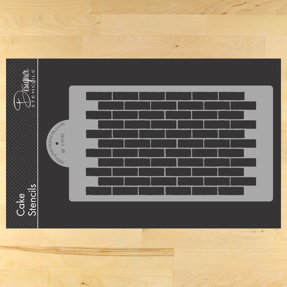 Brick Wall Cake Stencil Side | C1090 by Designer Stencils | Cake Decorating Tools |