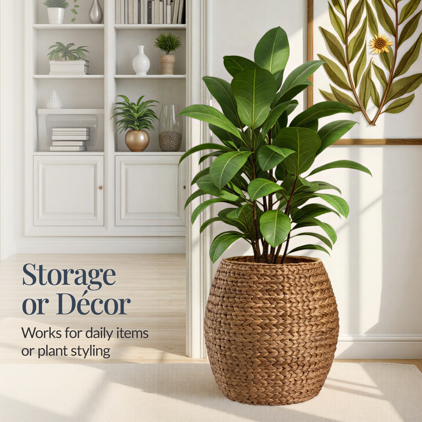 Best Choice Products Scalloped Water Hyacinth Storage Tote Basket with Lid