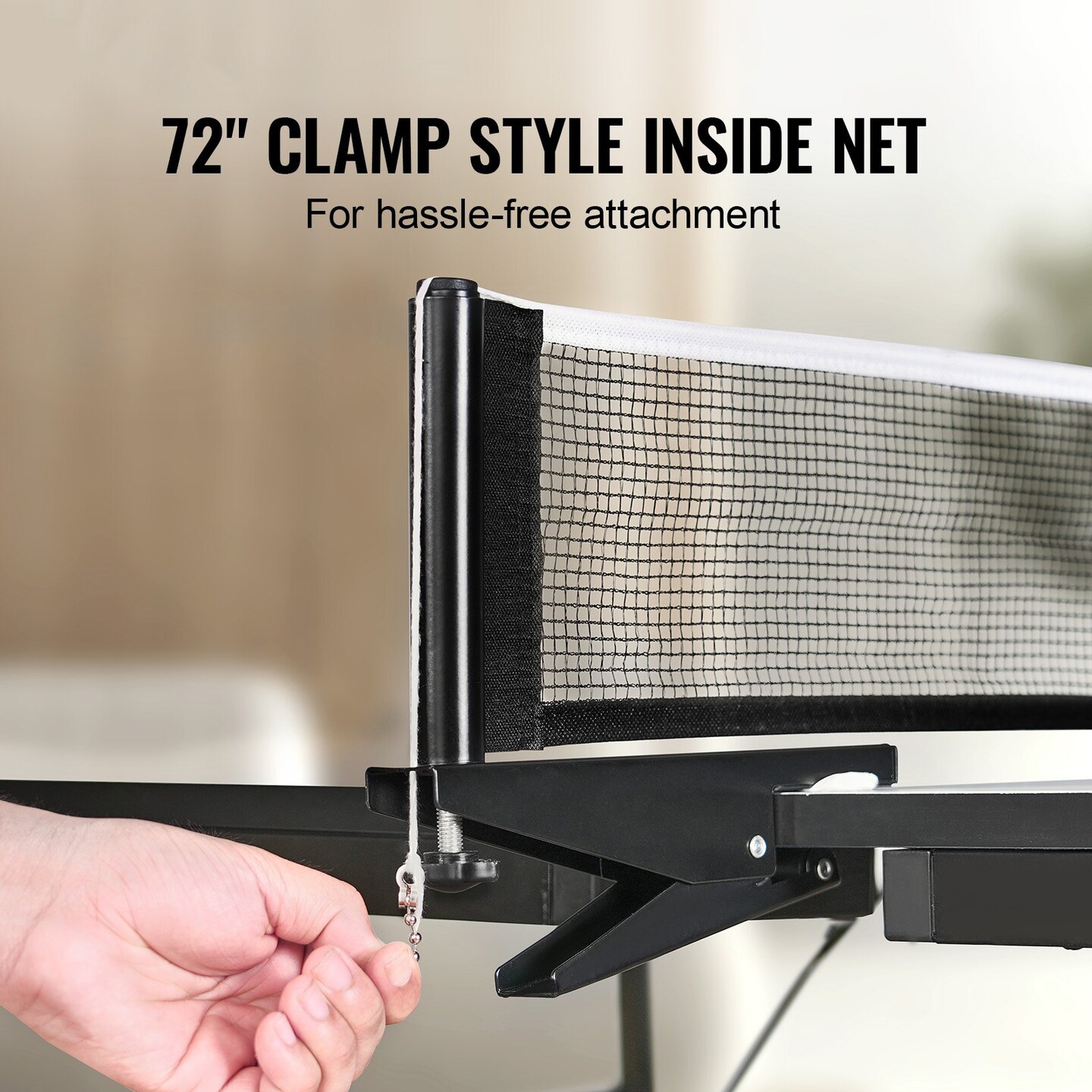 Fold able Ping Pong Table, Indoor MDF Table Tennis with 25mm Top, Clamp Net and Wheels