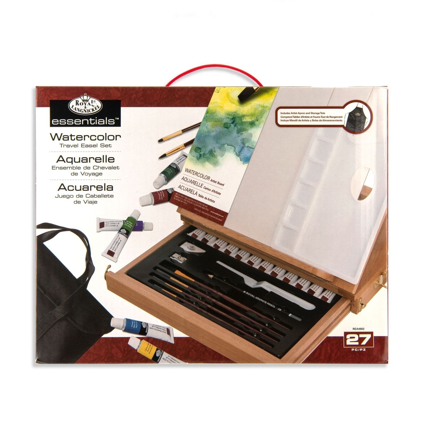 REA4902 | Essentials™ 27pc Watercolor Painting Travel Easel Art Set