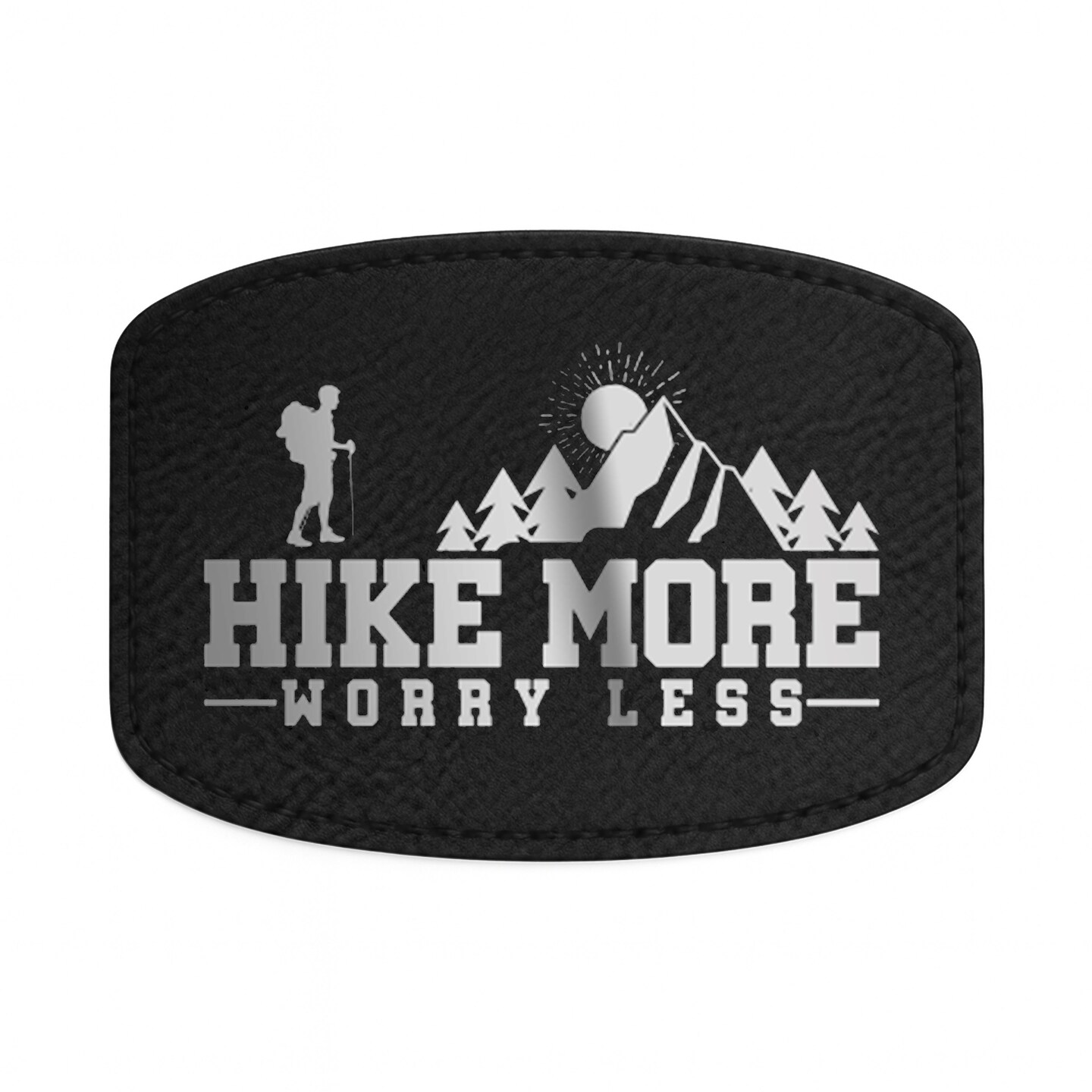 Engravable Leather Patch Blanks for Hats, Jackets & Bags – Laserable Faux Leather Patches with Adhesive & Stitch – Leatherette Apparel Patches (Round Rectangle, 5 Pack)