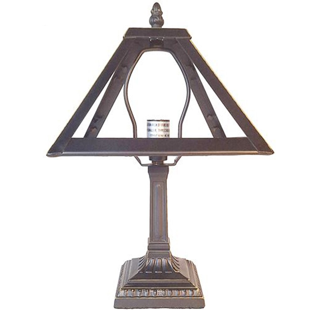 8"DIA. Metal Panel Lamp Frame & Base, Dark Bronze Finish with Gold Highlights, Nicely Weighted, 13.5" Tall