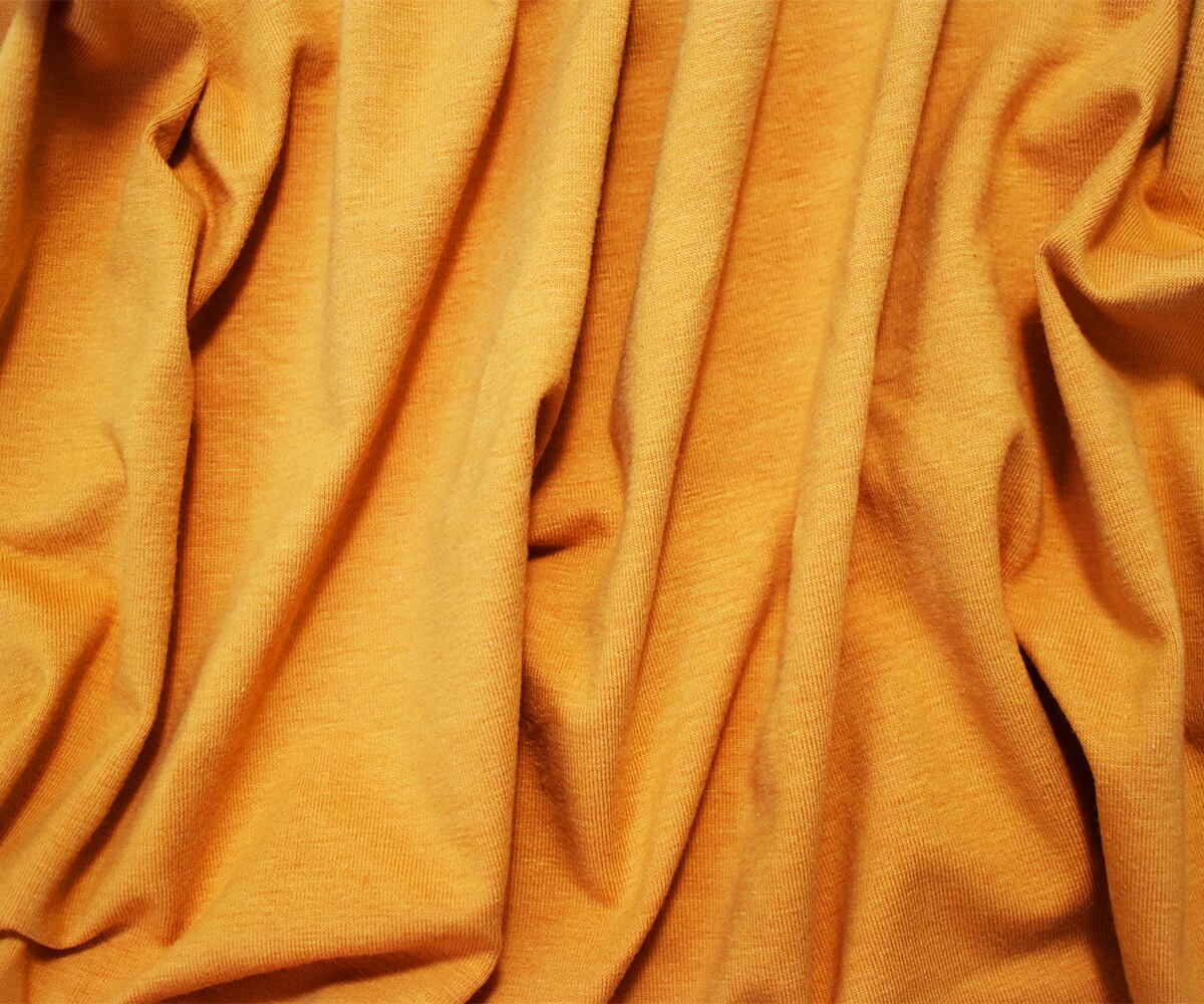 Mustard Yellow Cotton Solid Stretch Spandex Jersey Knit Fabric By the Yard