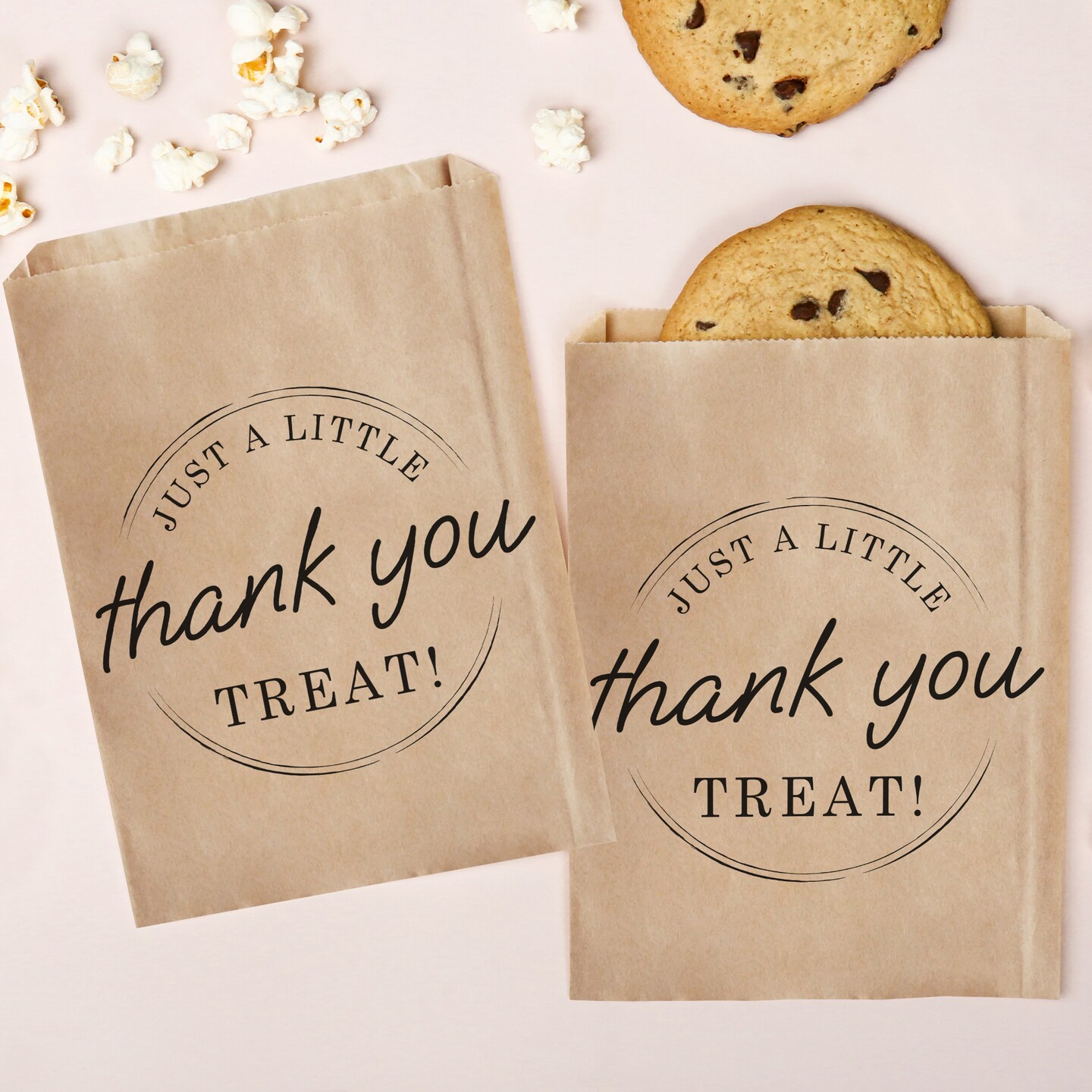 Big Dot of Happiness Simple Script Thank You Kraft Brown Paper Treat Bags, Wedding or Birthday Individual Greaseproof Paper Sandwich Bags - 25 Count