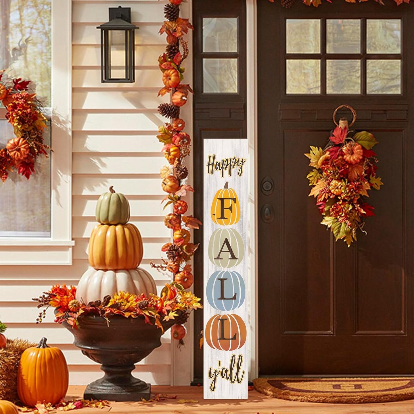 Happy Fall Y&#x27;all Porch Sign (&#x9;White)