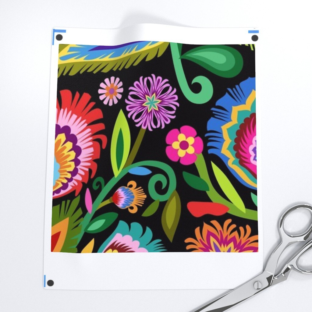 Wycinanki Floral Garden European Bright Maximalist Folk Art Style Vintage Inspired Damask Colorful Rustic Custom Printed Fabric by Spoonflower Various Fabrics by the Yard or Fat Quarter