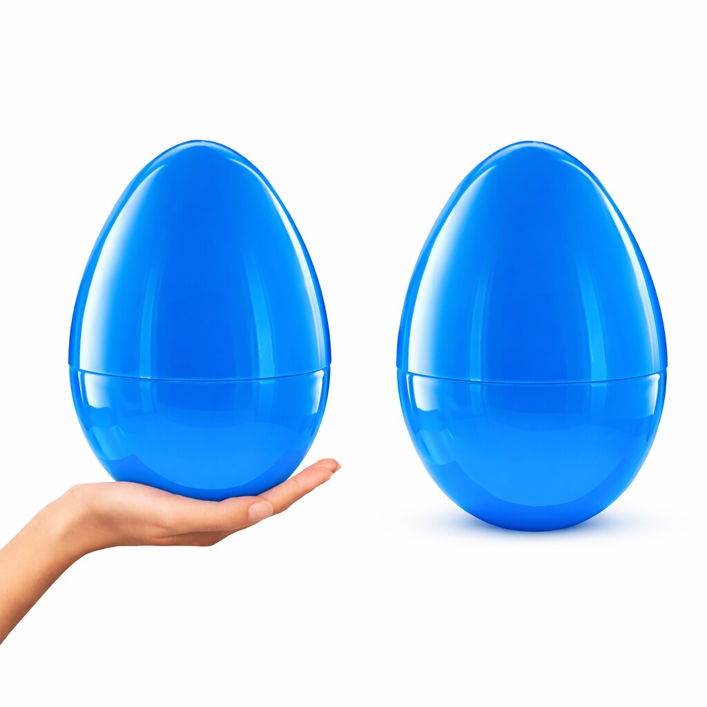 Set of 2 Blue Giant Jumbo Large Size Fillable Plastic Easter Eggs 10 Inches