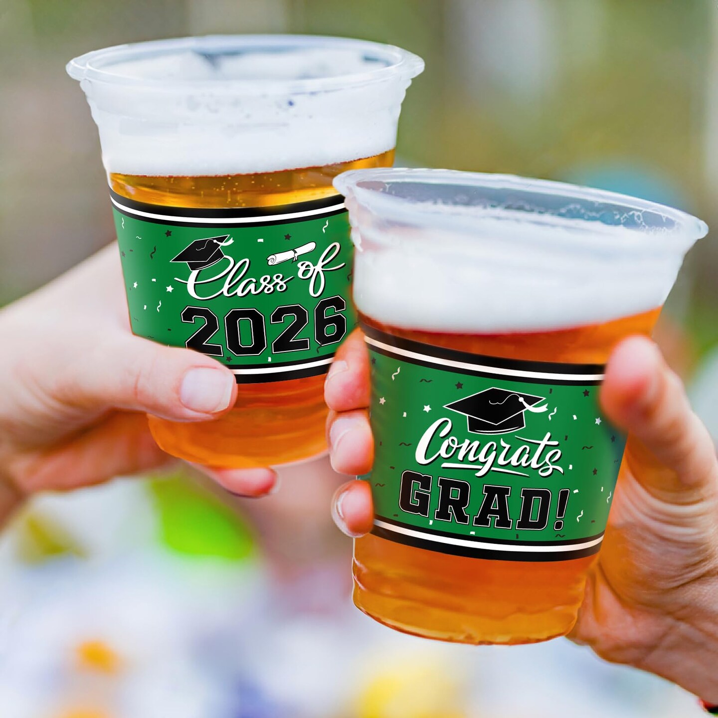 Class of 2026 Celebration - 100 Pcs 16oz Green Graduation Plastic Cups for Sturdy & Durable Drinkware for Grad Festivities | Essential Graduation Party Supplies & Decorations