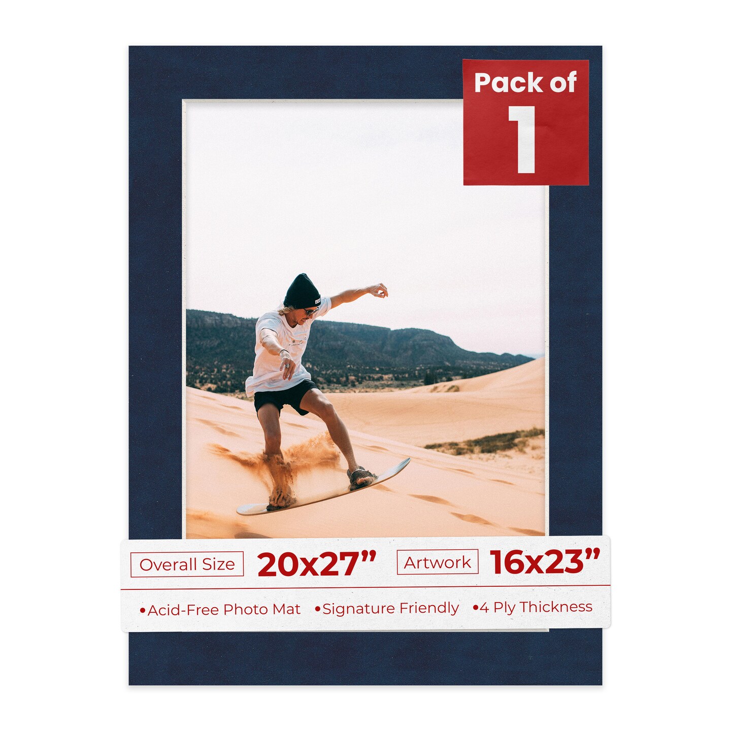 Navy Suede Mat Board for 20x27 Frames - Fits 16x23 Photos, Color: Blue ...
