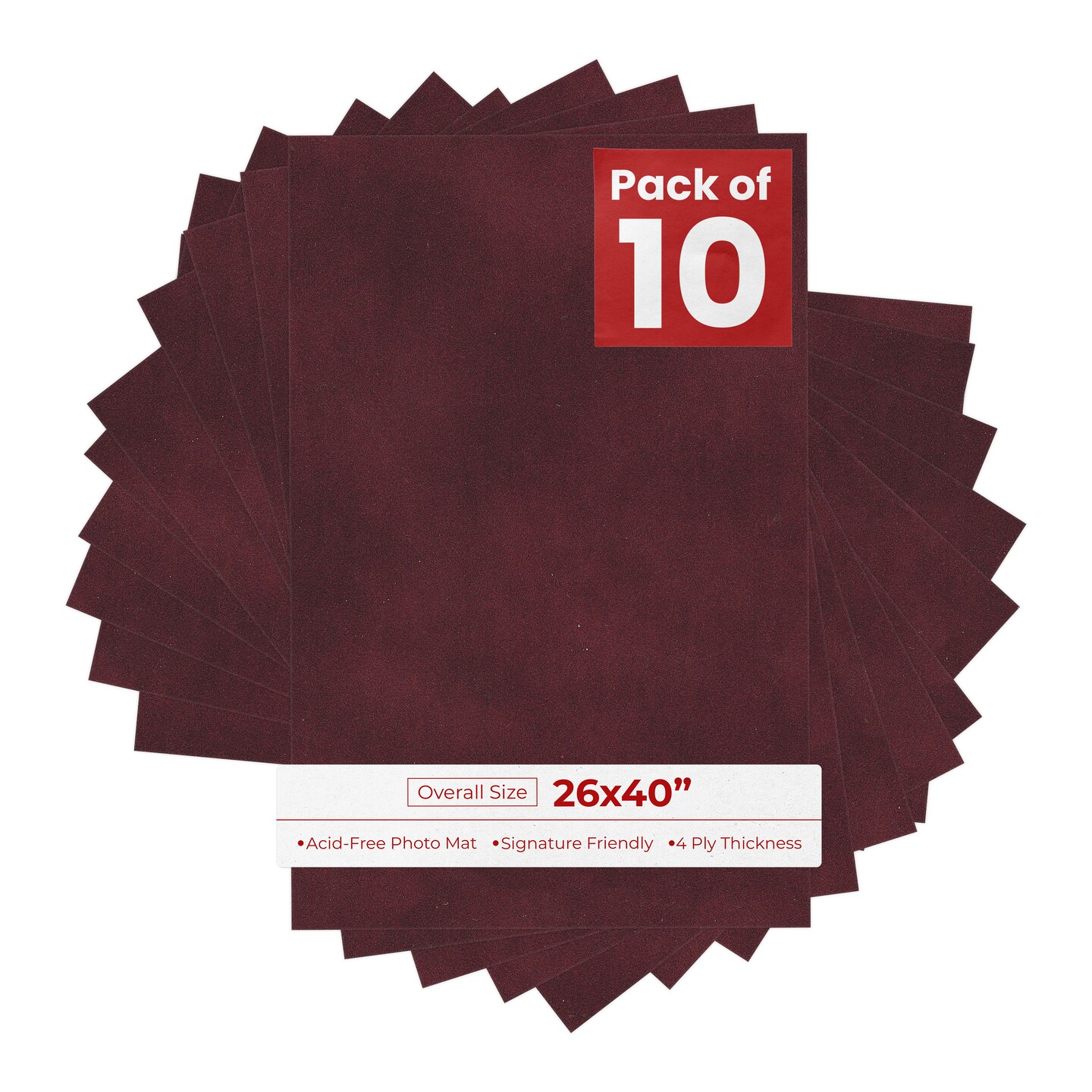 Dark Red Suede 26x40 Uncut Mat Board - Blank Sheets, No Opening