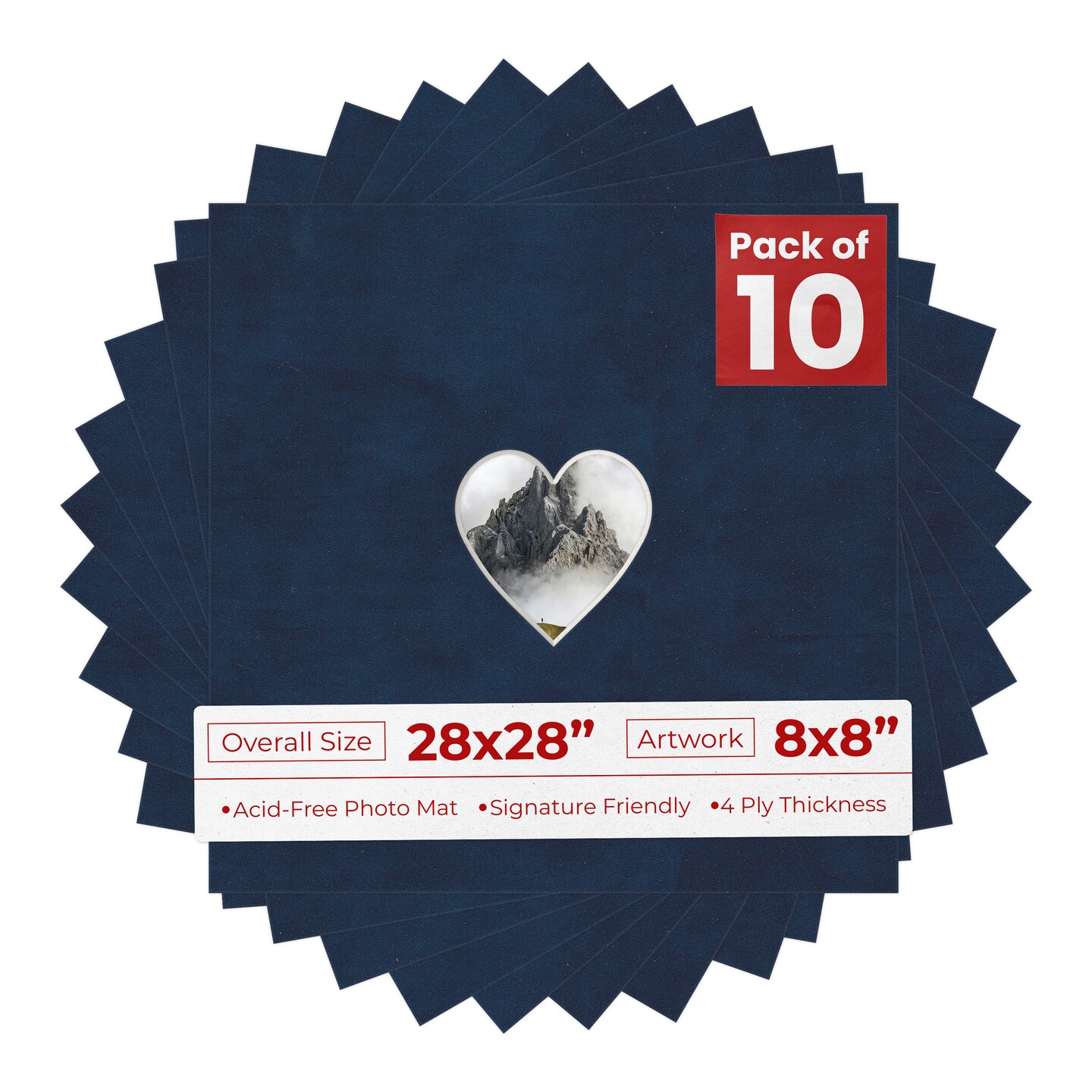 Navy Suede Mat Board for 28x28 Frames - Heart Opening for 8x8 Photos ...