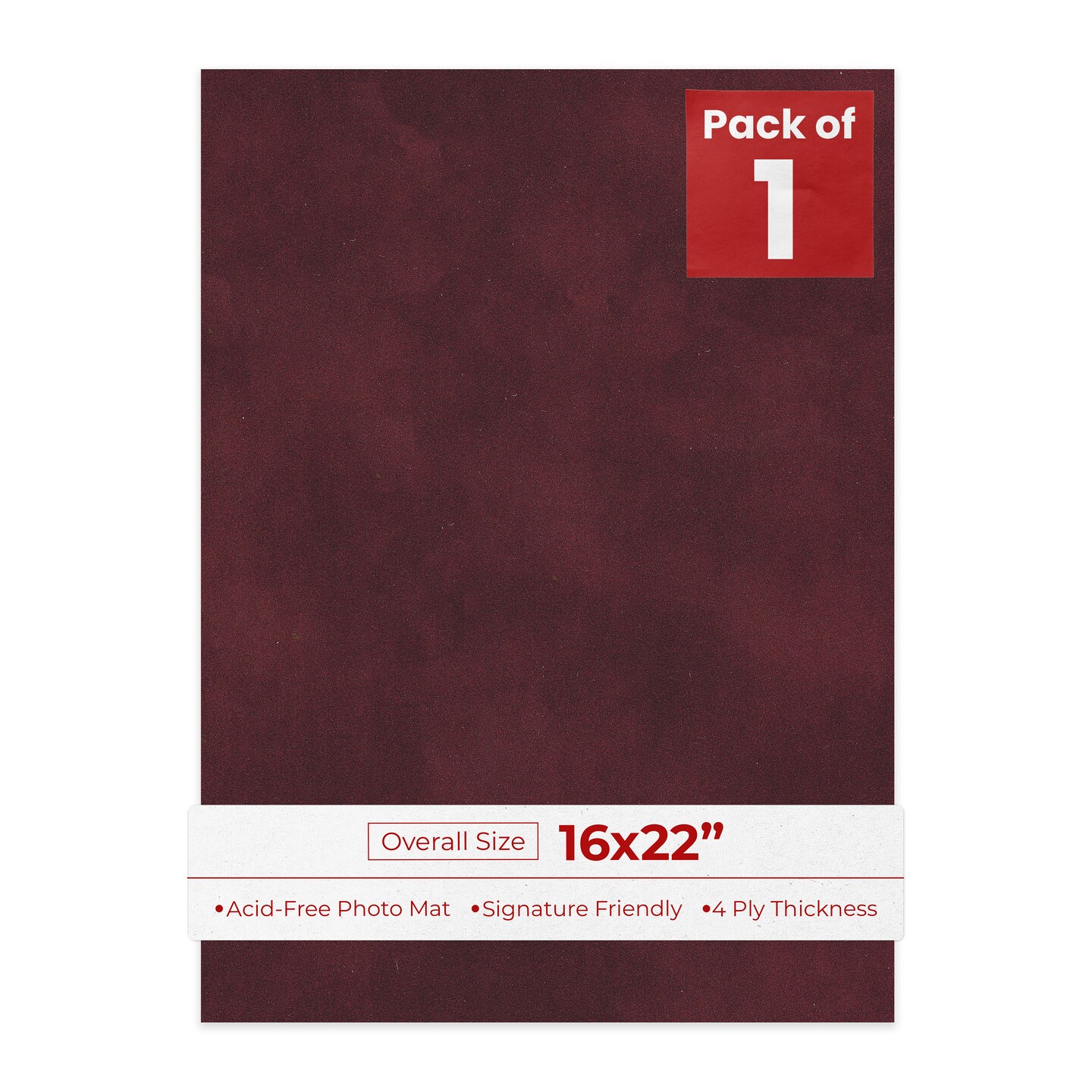 Dark Red Suede 16x22 Uncut Mat Board - Blank Sheets, No Opening