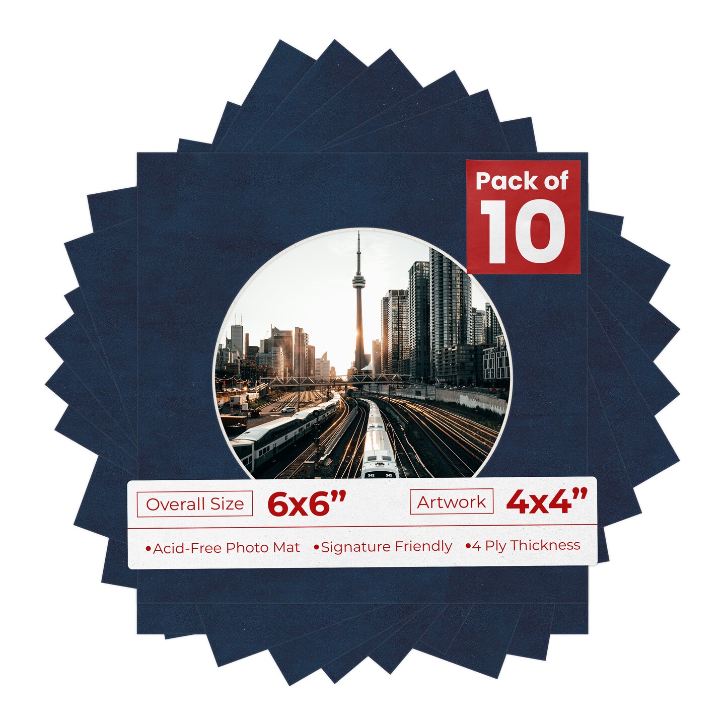 Navy Suede Mat Board for 6x6 Frames - Circle Opening for 4x4 Photos