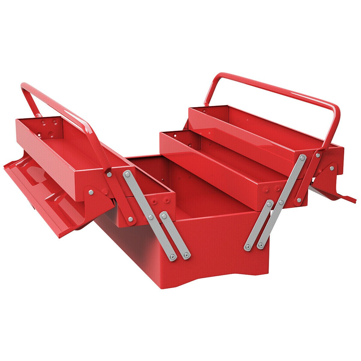 Red Steel 5-Tray Cantilever Toolbox 66 lbs Capacity with Portable Handle