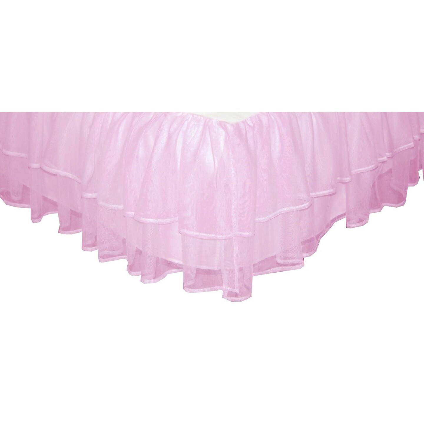 Tadpoles Triple Layer Tulle Twin Bed Skirt | 39&#x22; x 75&#x22; with a 16&#x22; Drop | Made of 100% Polyester Panels, 80% Polyester &#x26; 20% Cotton Lining | Soft, Smooth &#x26; Durable | Ideal for Kids | Pink