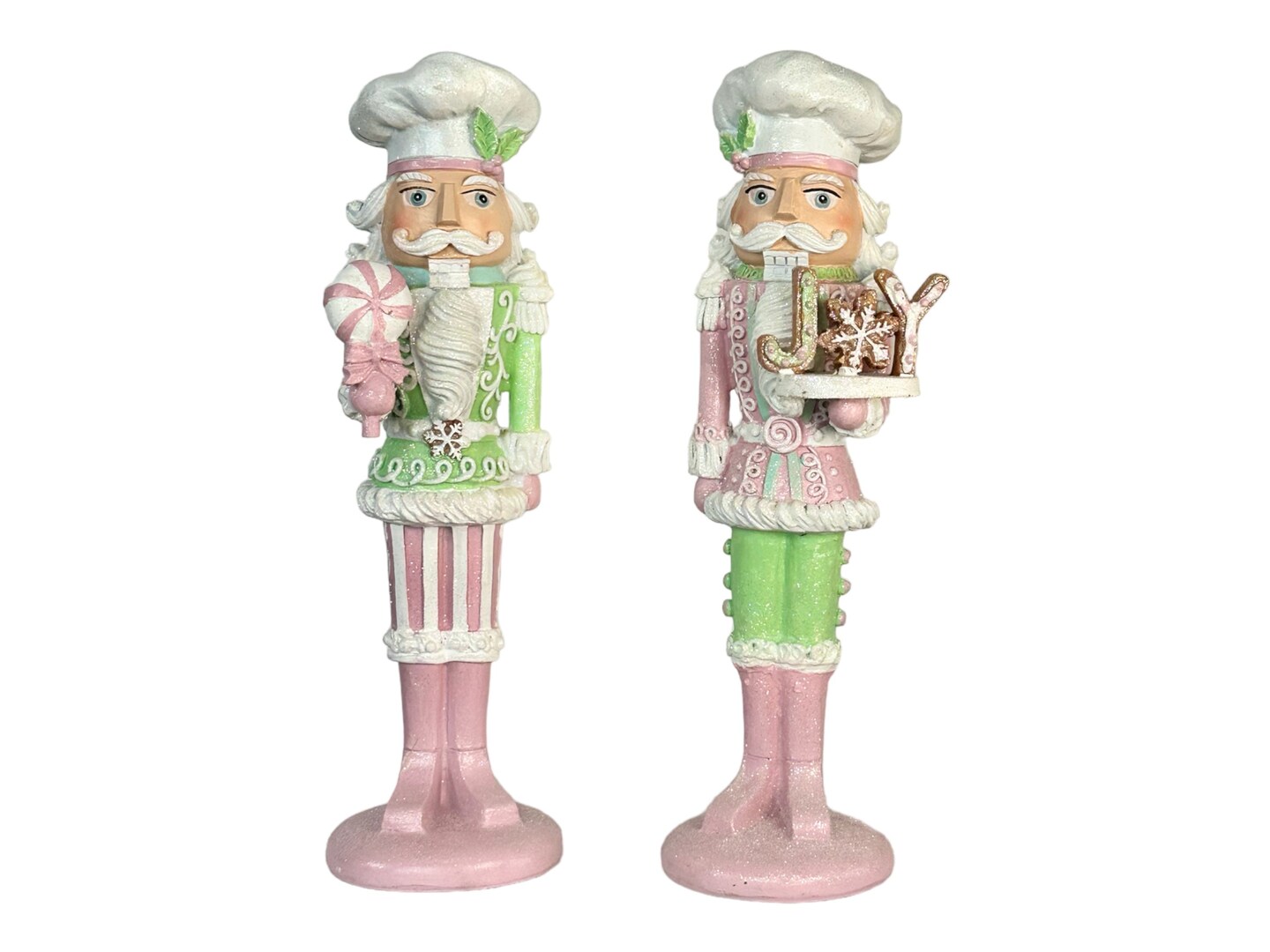 Festive 11.5" Resin Pastel Candy Nutcracker Set in Pink & Mint - Christmas Home Decor (Set of 2)-MTX68367
