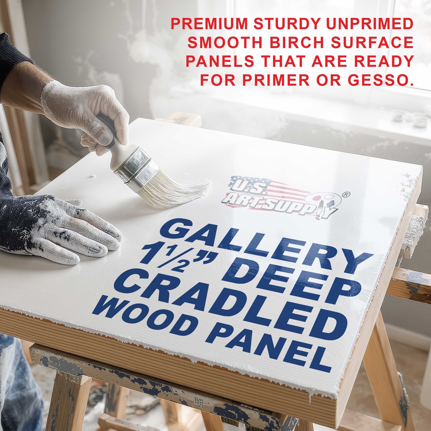 6" x 12" Unfinished Cradled Wood Panels for Painting, Gallery 1-1/2" Deep (4 Pack) - Artist Depth Wooden Wall Canvases - Mixed-Media Craft, Acrylic, Oil, Encaustic, Paint Pouring