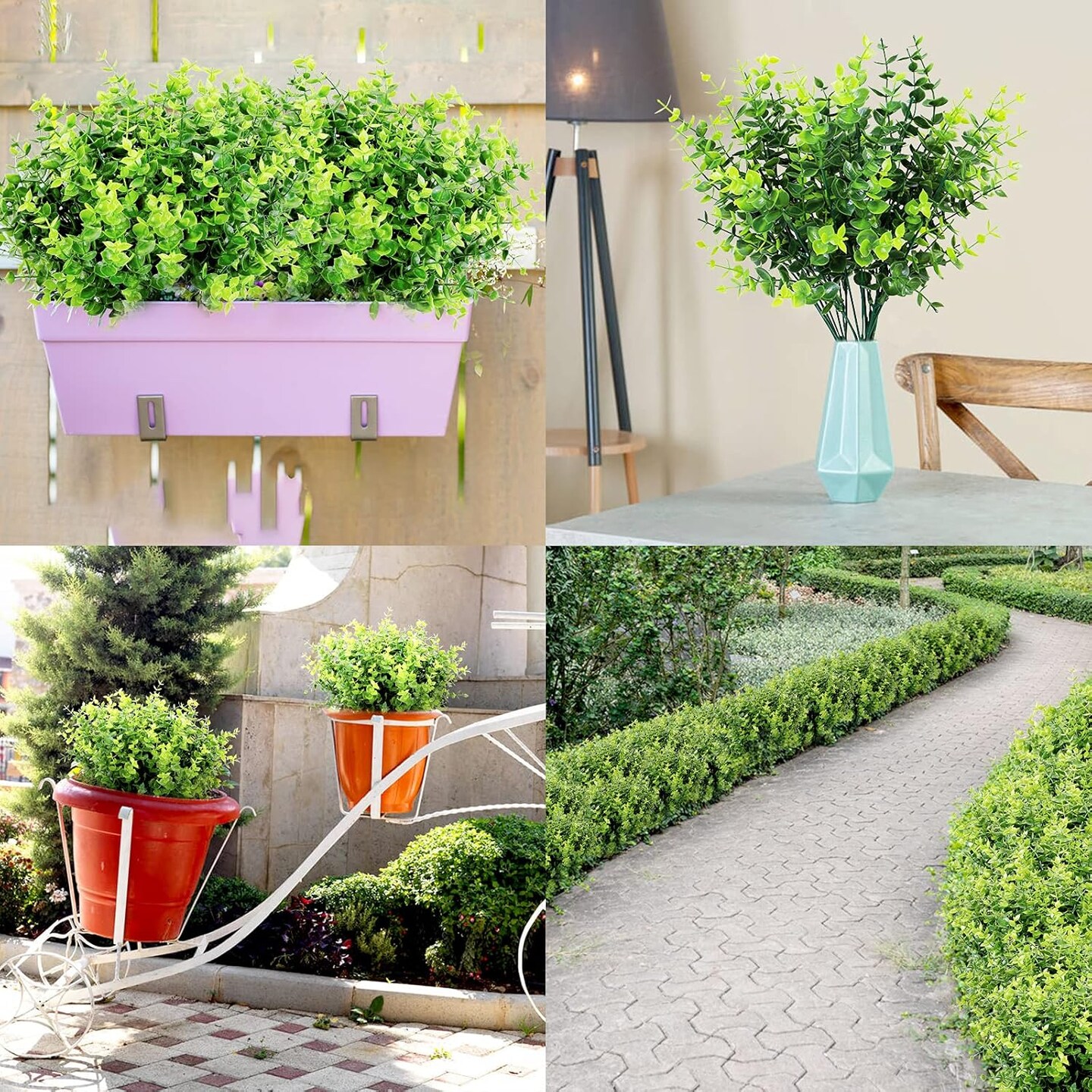 9 Bundles Fake Plants Artificial Boxwood Greenery 63 Stems