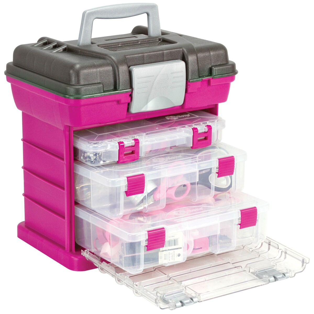 Creative Options Grab'n Go 3-By Rack System-13"X10"X14" Magenta & Sparkle Gray