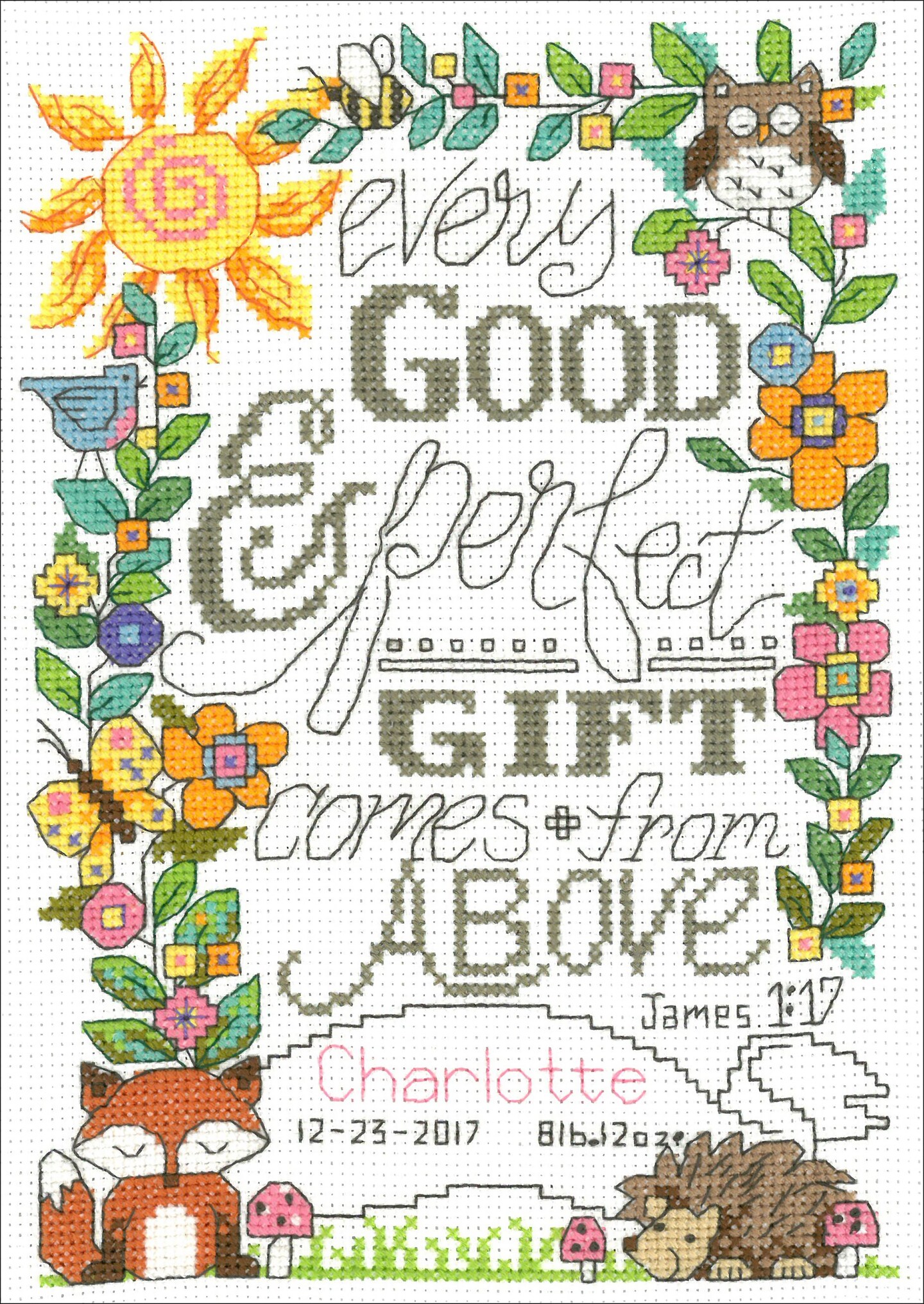 Imaginating Counted Cross Stitch Kit 6"X9"-Forest Baby Birth Record