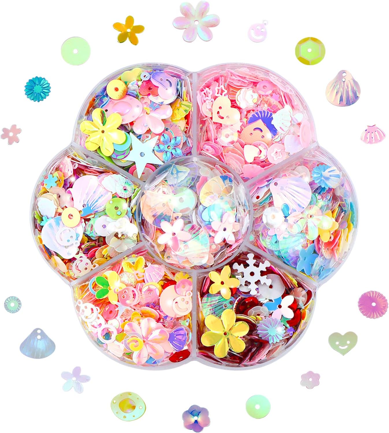 1 Box of Sequins and Spangles for Crafts, Multi Color Sequin Kids