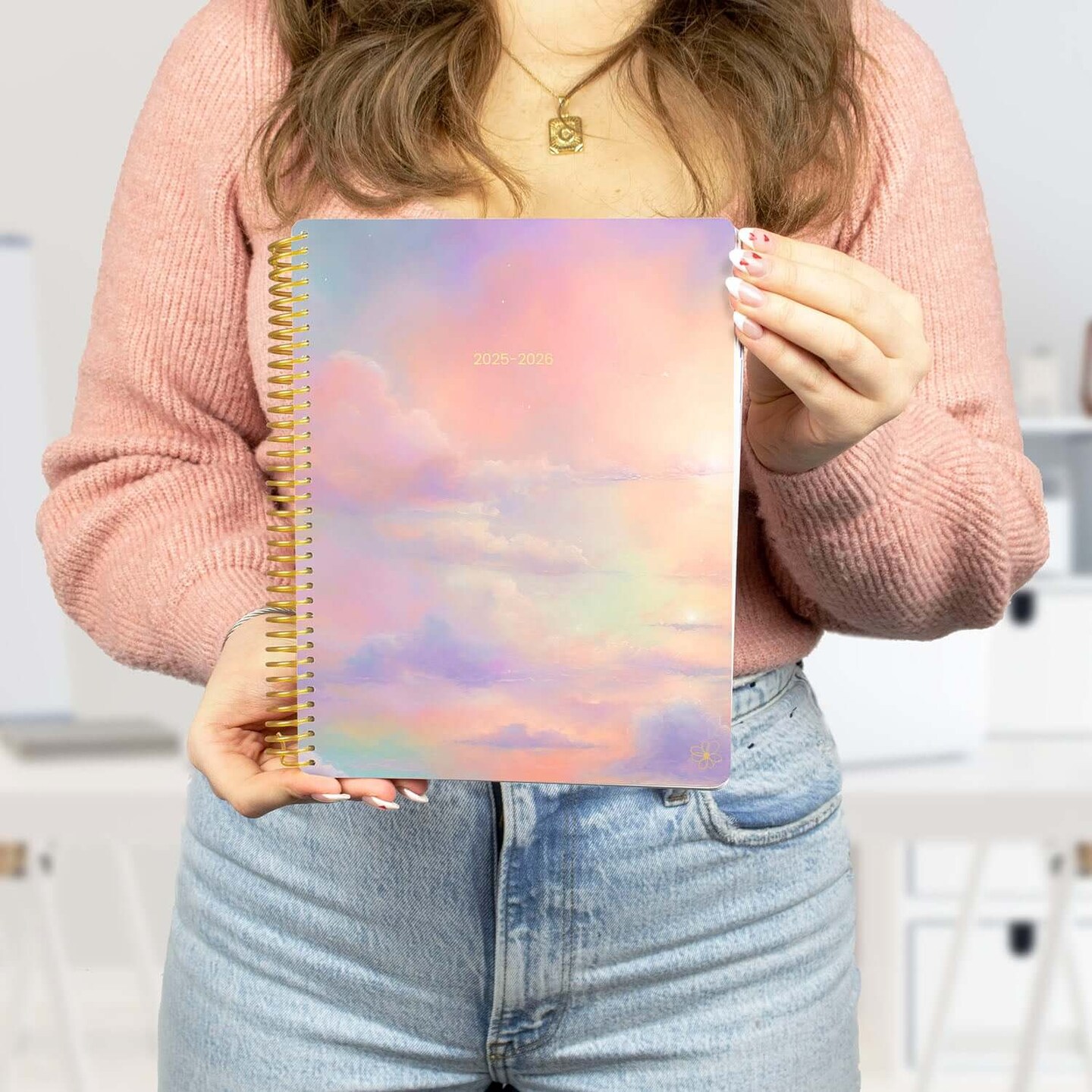 bloom daily planners 2025-26 Academic Soft Cover Daisy Student Planner, 7" x 9", Cotton Candy Clouds