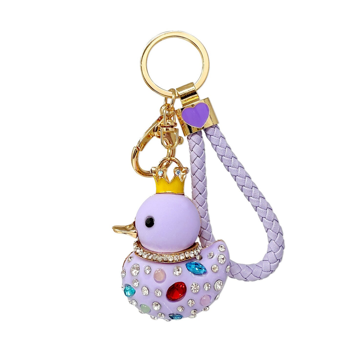 Wrapables Glamorous Crystal Rhinestone Ducky Keychain, Pendant Bag Charm, Purple