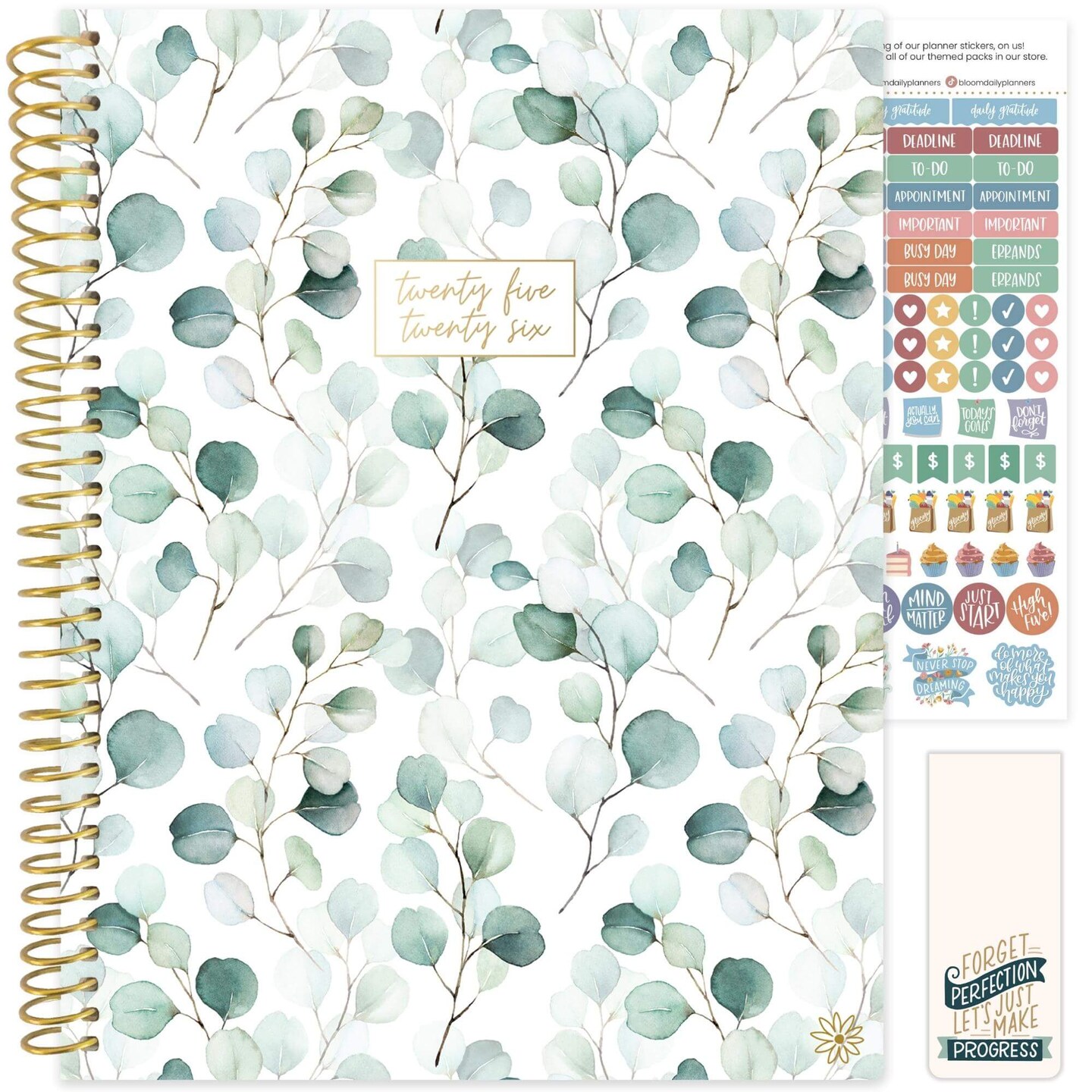 bloom daily planners 2025-26 Academic Planner, Soft Cover, 8.5&#x22; x 11&#x22;,  Boho Greenery