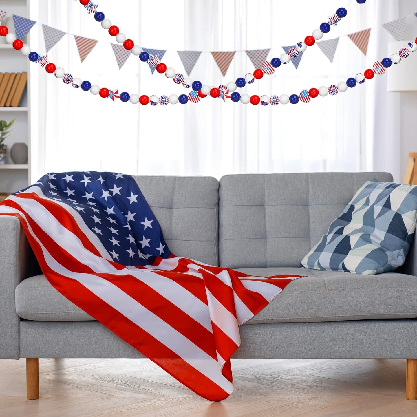 200 Pcs 4th of July Wood Beads