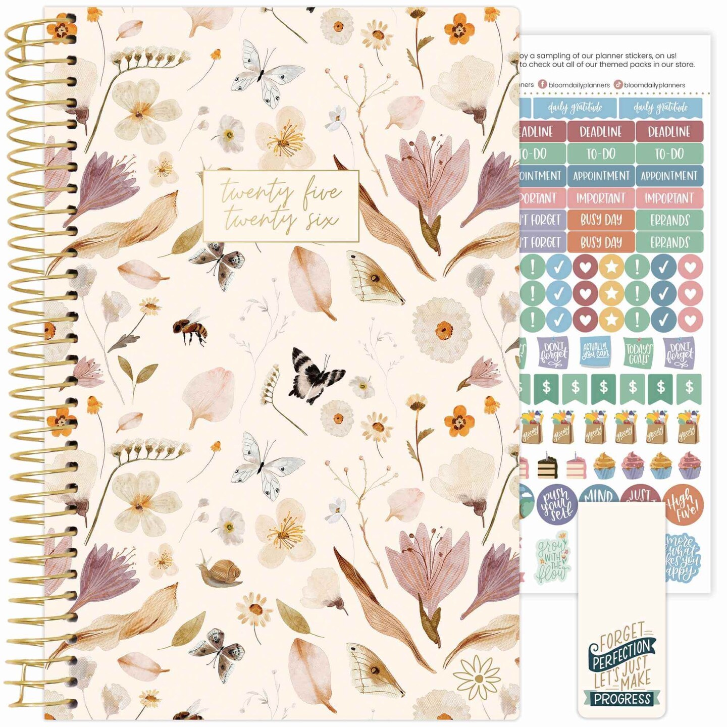 bloom daily planners 2025-26 Academic Planner, Soft Cover, 5.5&#x22; x 8.25&#x22;, Butterfly Garden