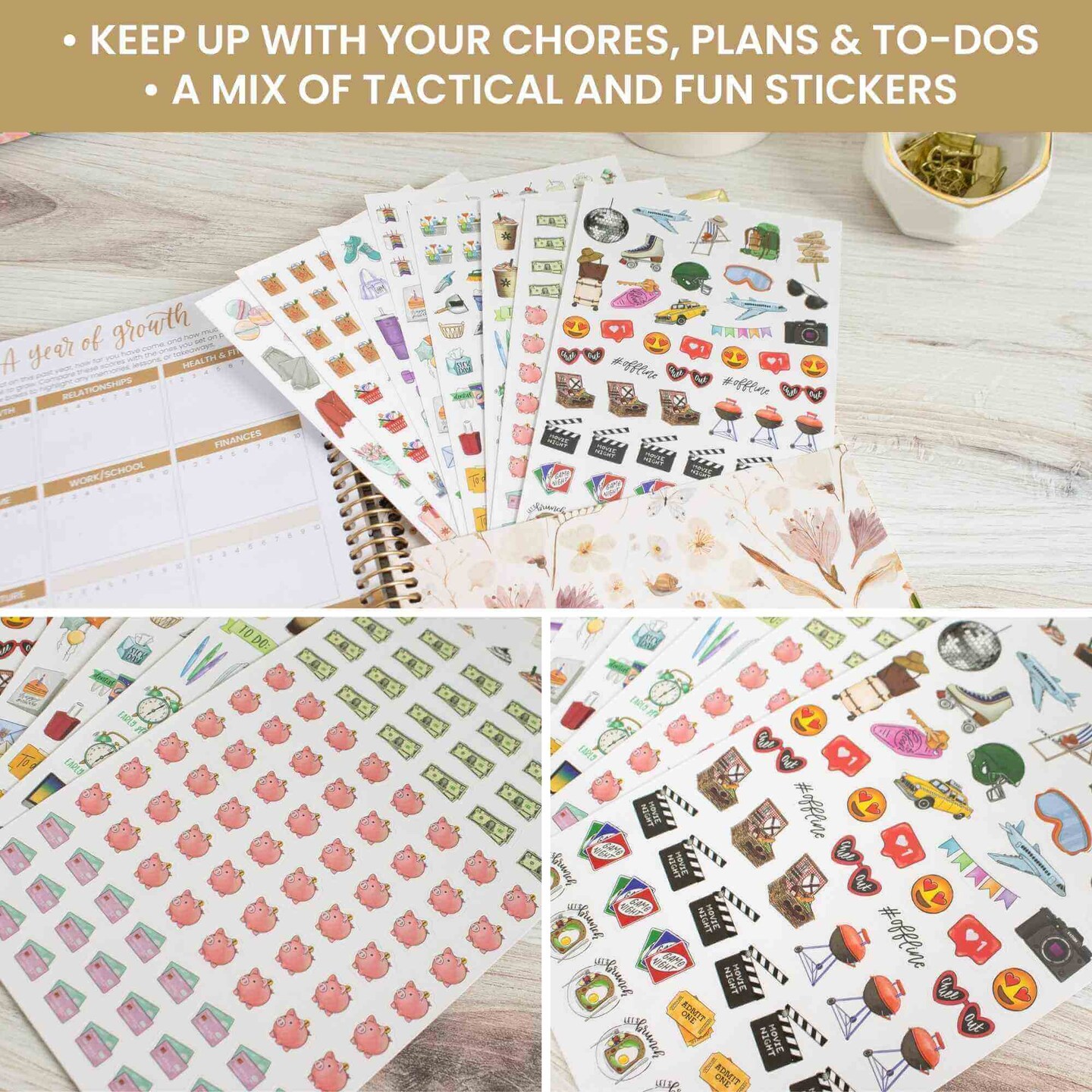 bloom daily planners Planner Sticker Pack, Hand-Drawn Everyday Essentials
