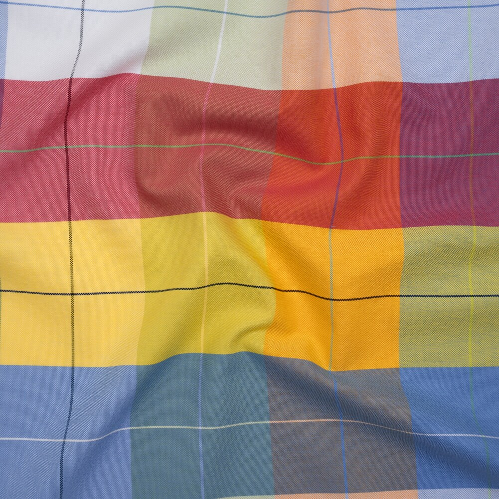 1 Yard Cotton Oxford Shirting Rainbow Plaid Checks Deadstock Fabric