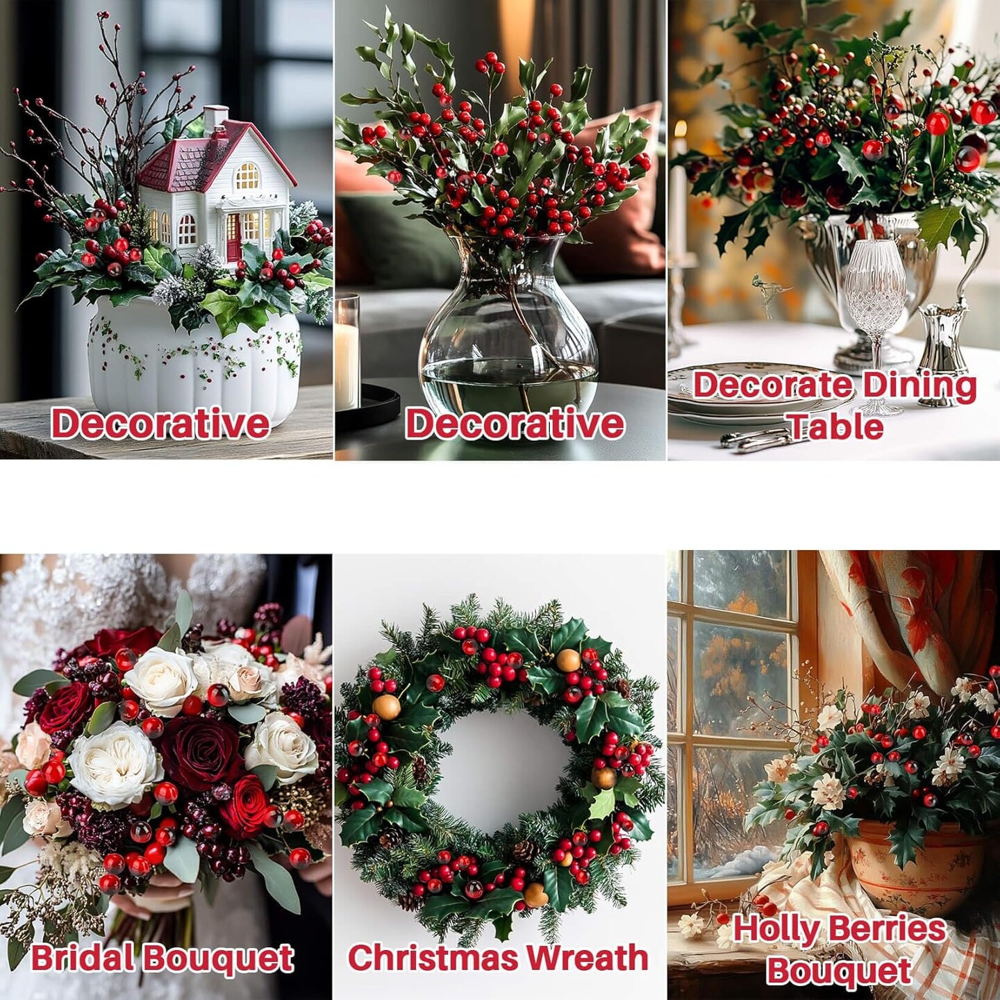 Artificial Holly Berries (&#x9;Burgundy)