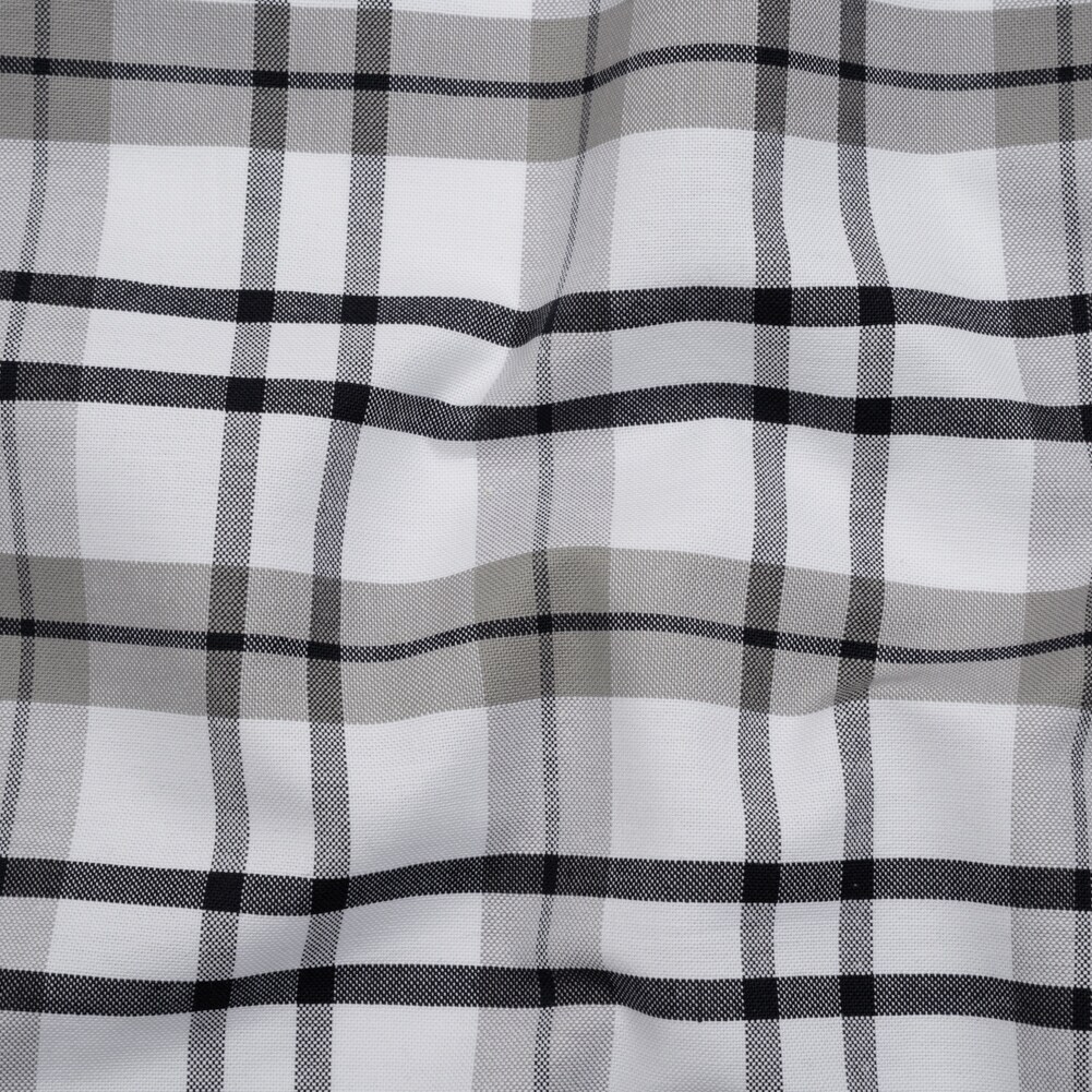1 Yard Cotton Oxford Shirting Dark Navy Gray and White Plaid Deadstock