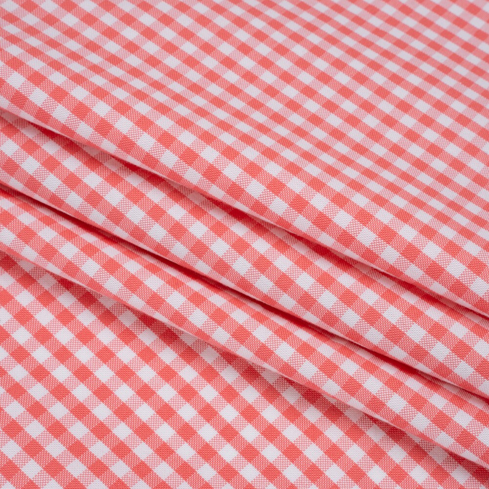 1 Yard Cotton Oxford Shirting Fabric in Bubblegum Pink and White Gingham Checks 60 inch Width