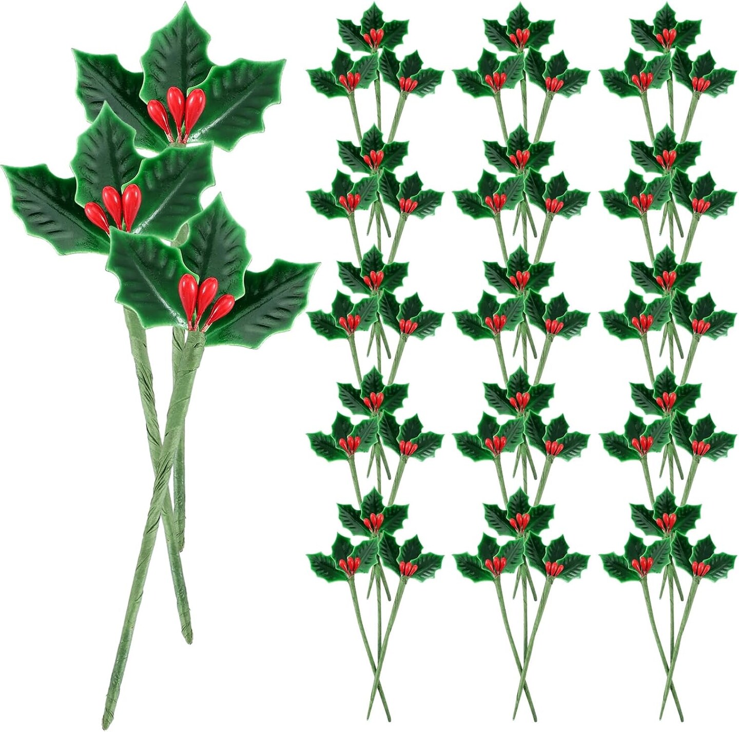 48 Pcs Lacquered Holly Picks (Green)