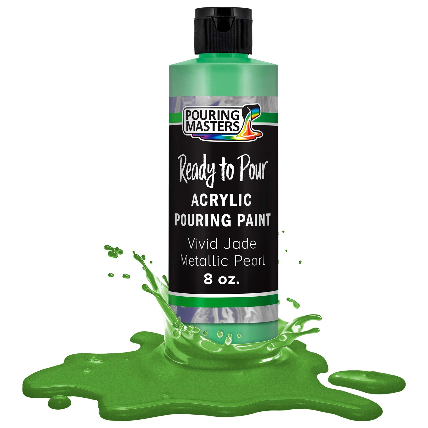 Pouring Masters Vivid Jade Metallic Pearl Ready to Pour Acrylic Pouring Paint - Premium 8-Ounce Pre-Mixed Fluid Acrylic Paint - Fluid Art Supplies for Canvas, Wood, Paper, Tile & Rocks