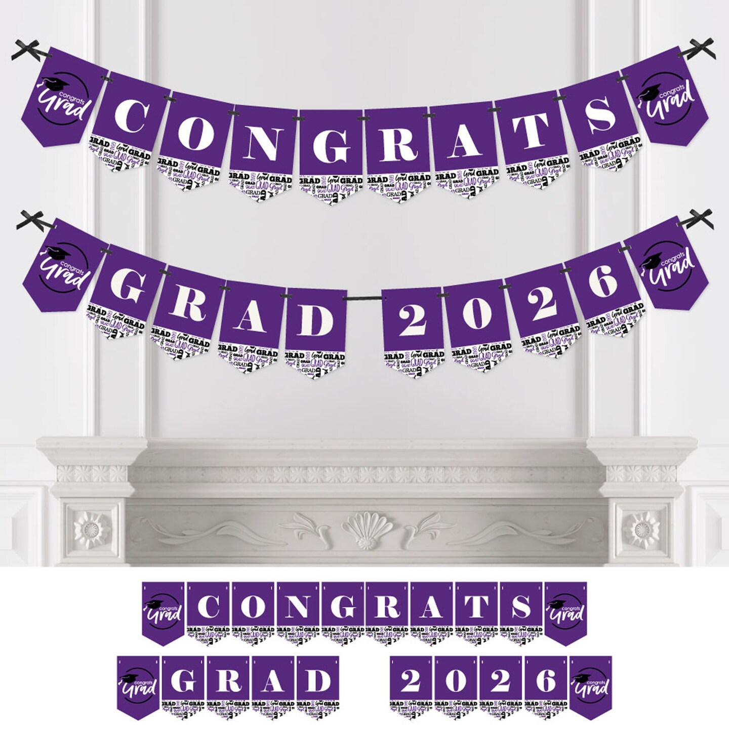 Big Dot of Happiness Purple Graduation Bunting Banner - Party Decorations - Congrats Grad 2026