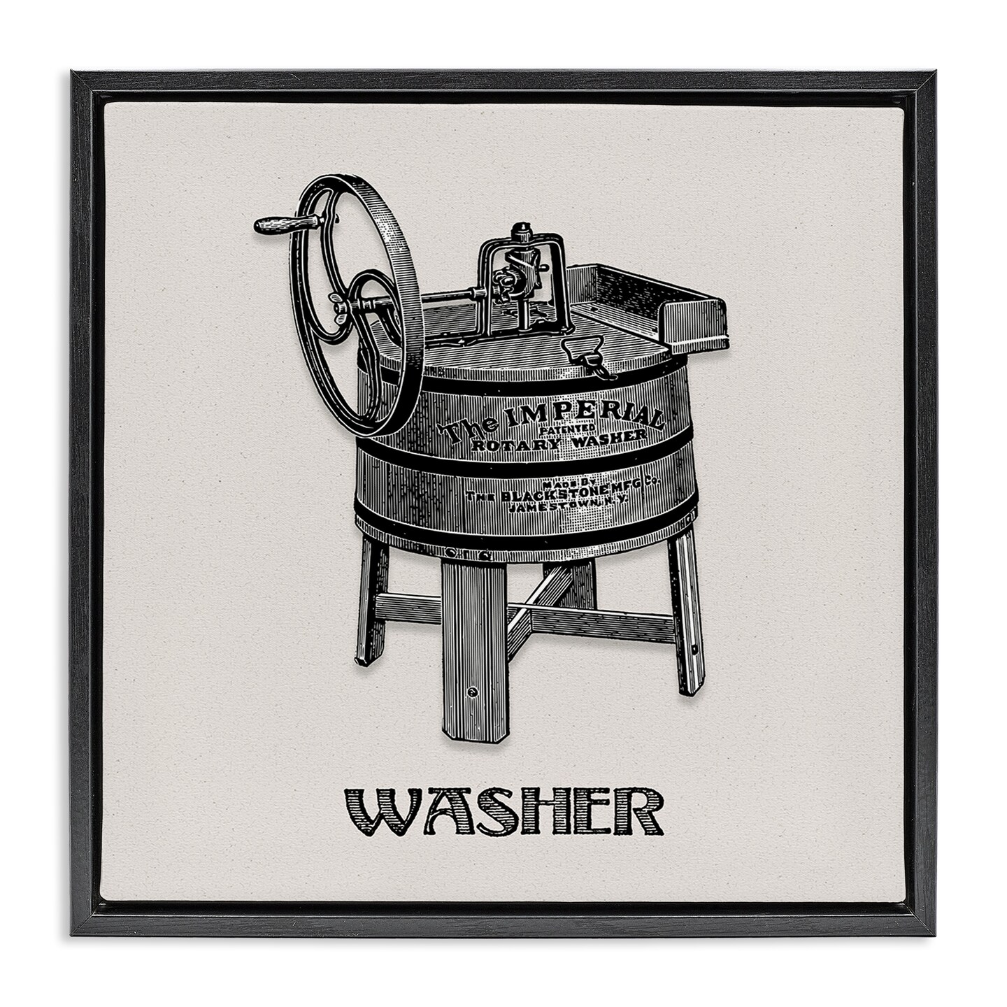 Stupell Industries Antique Rotary Washer Floating Frame Design by Val Rhodes
