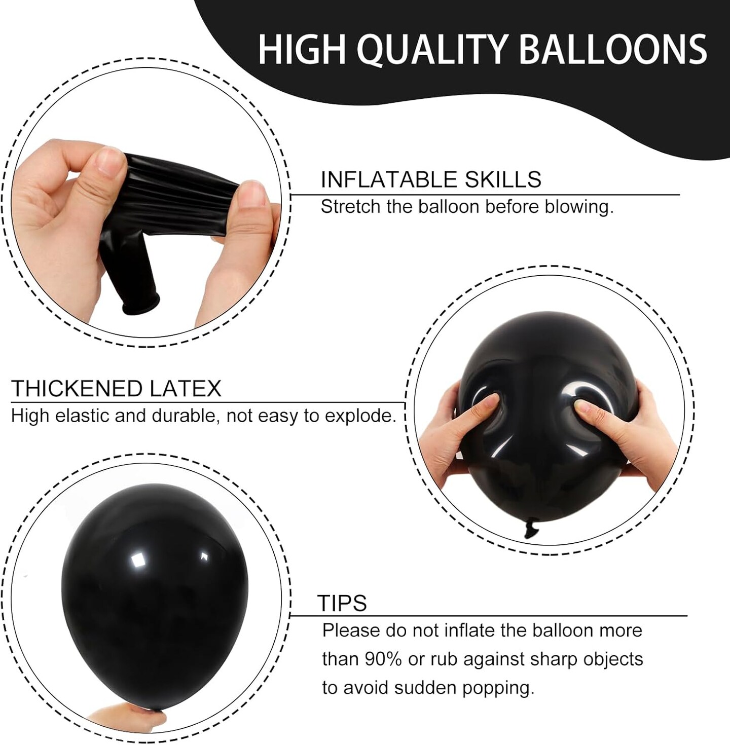 Black Balloons for Balloon Arch 129pcs Different Sizes Pack of 18 12 10 5 Inch Garland Kit, Latex Balloons for Birthday Party Decorations