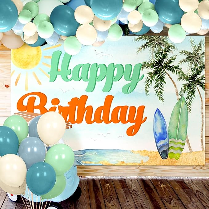 Surfing Happy Birthday Banner The Big One Surf Birthday for Summer Beach Baby Shower Party Decoration