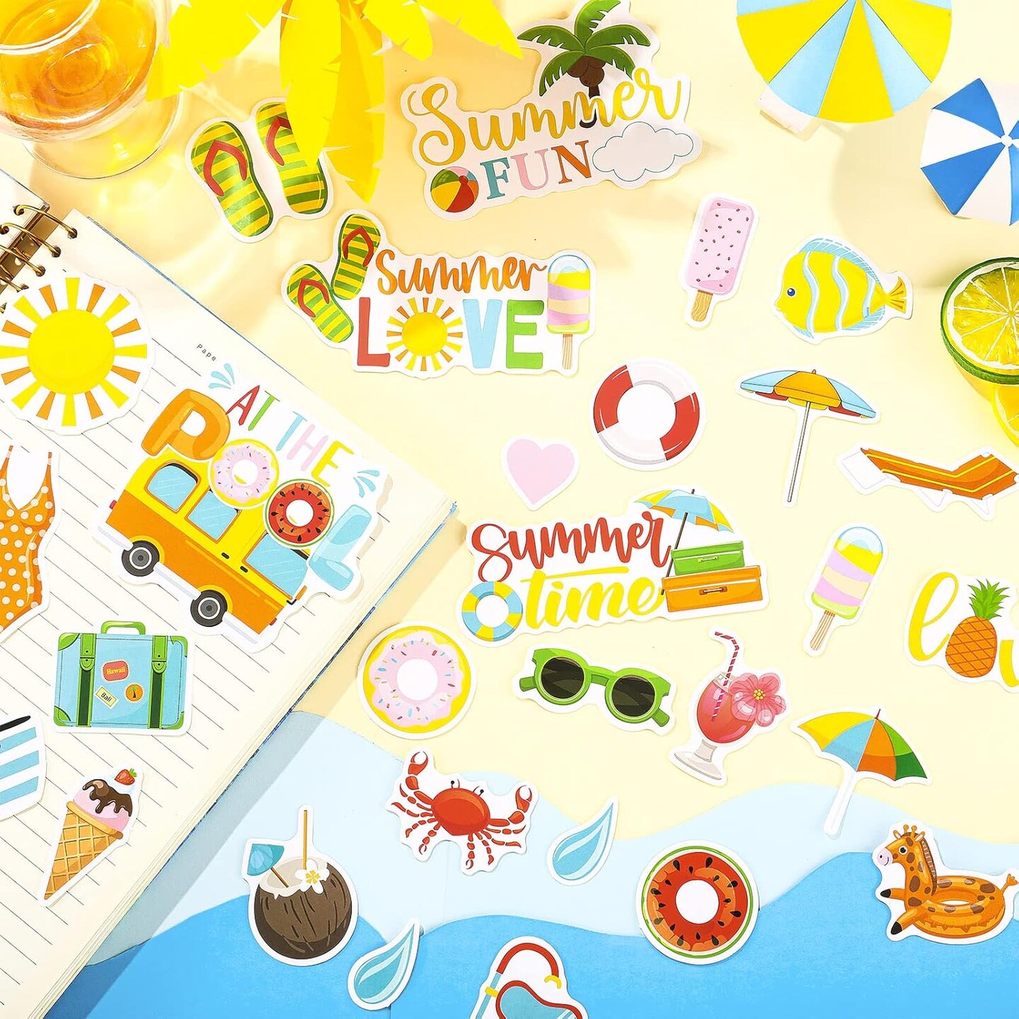 100 Pcs Summer Themed Paper Die Cuts Cardstock Scrapbook Die Cuts Scrapbooking Summer Cut Outs Scrapbook Embellishments