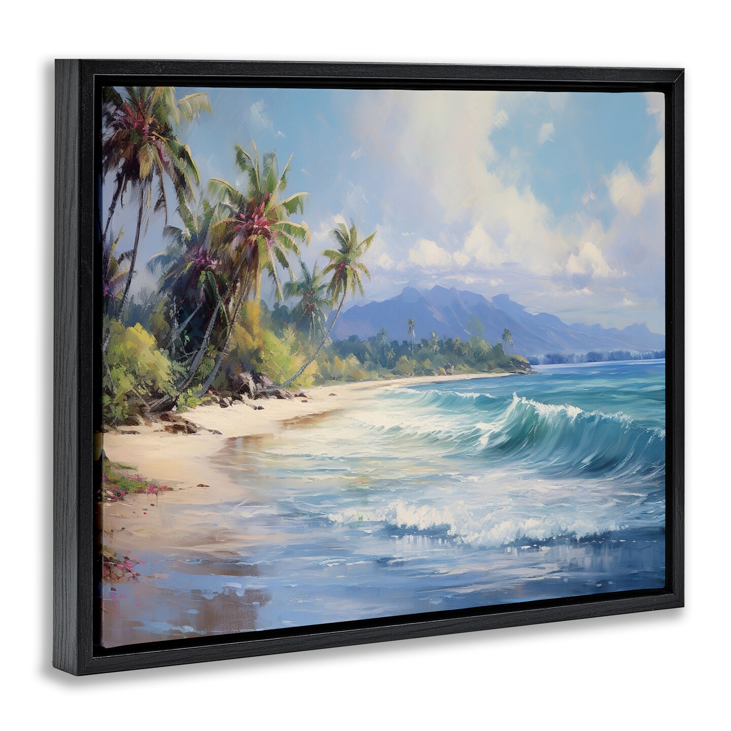 Stupell Industries Tropical Coast with Rolling Waves Floating Frame Design by Franklyn Gregory