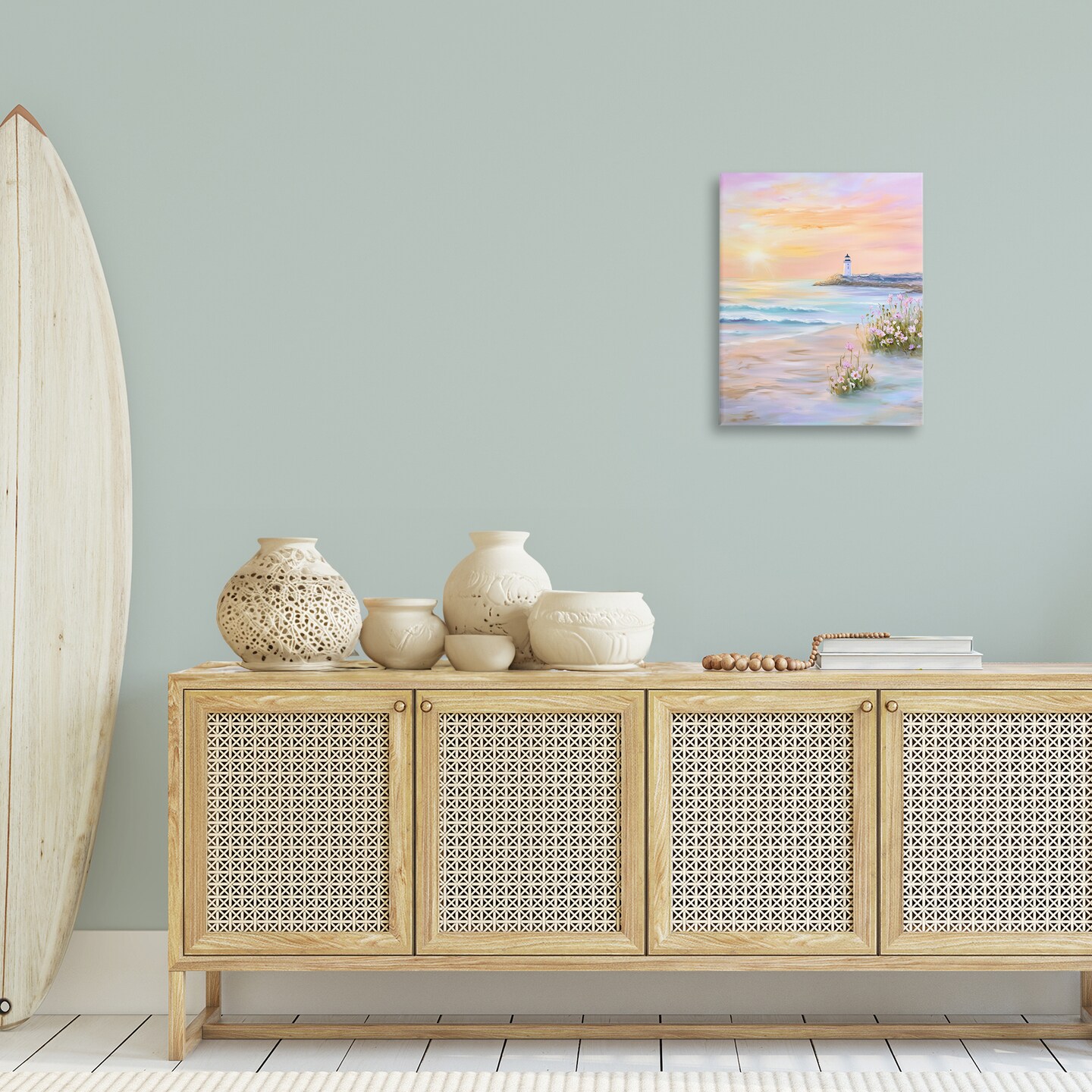 Stupell Industries Warm Sunrise with Distant Lighthouse Canvas Design by Arlington Prints