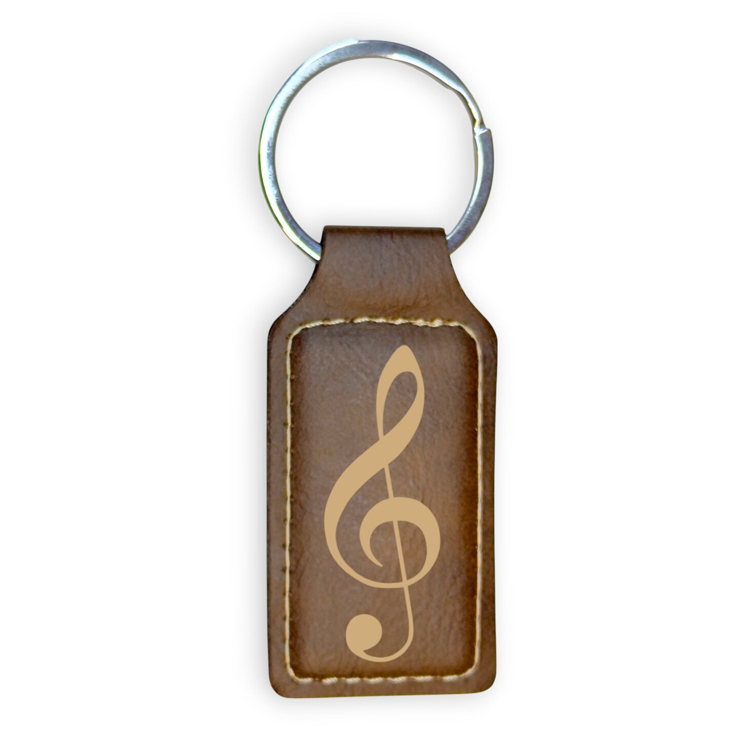 Keychain - Rectangle - Treble Clef Note - Leather | Michaels